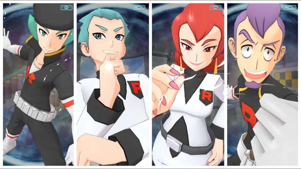 Pokemon Masters EX: Team Rocket Execs Ariana, Archer, Proton & Petrel Sync Move Animation